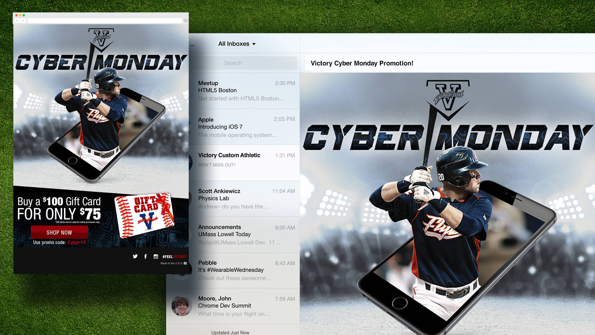 Victory Athletics Baseball Cyber Monday Email Marketing Campaign