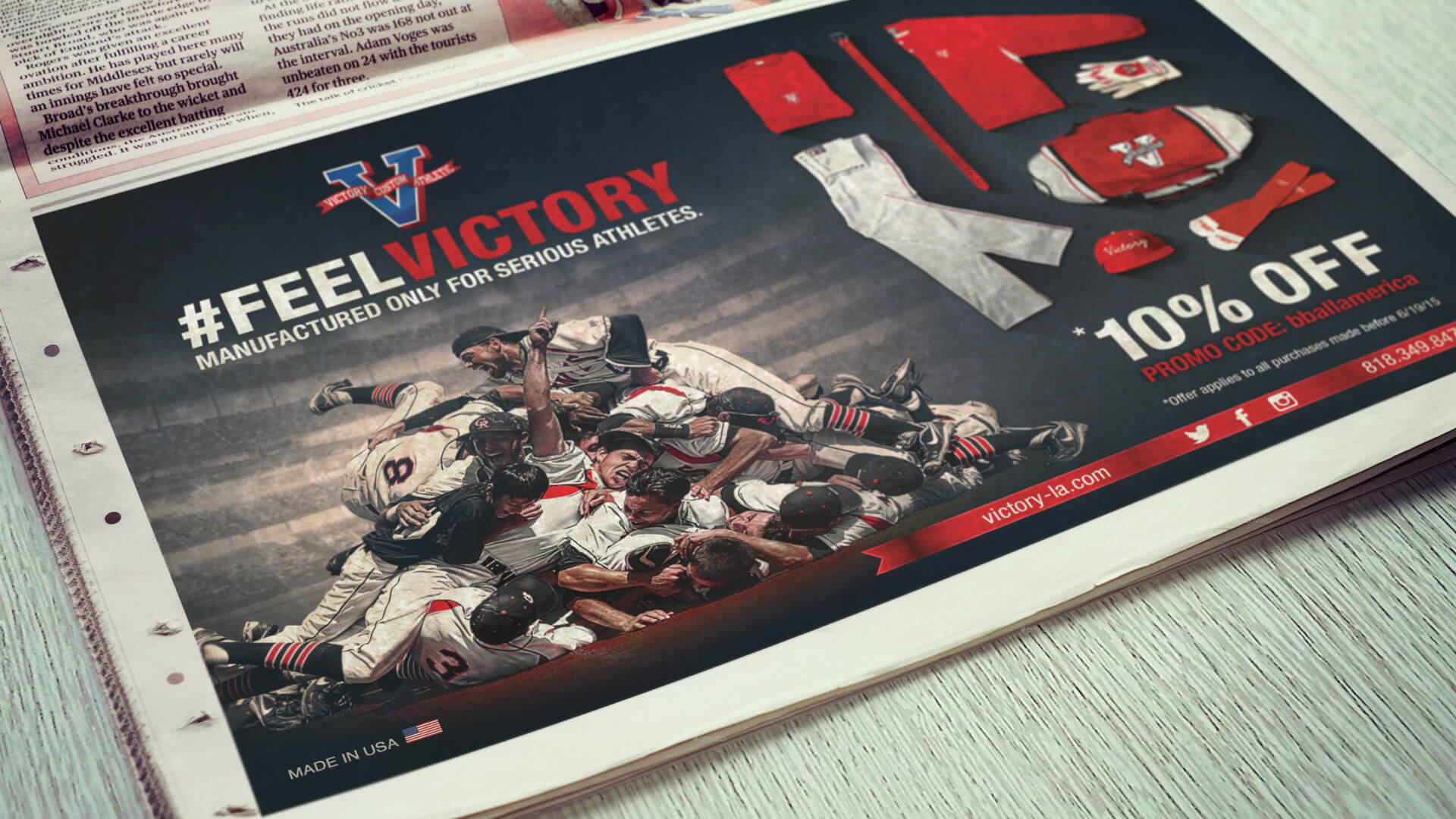 Victory Athletics Baseball Feel Victory Baseball America Print Advertisement